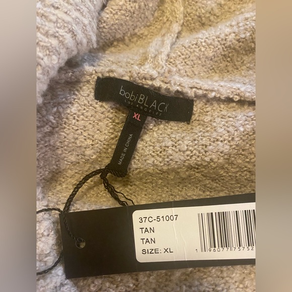 NWT BOBIBLACK HOODIE LONG OPEN CARDIGAN WITH POCKETS SIZE XL IN TAN - Picture 4 of 6